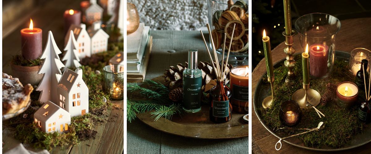Castleton ceramic houses, candles and Christmas decorations for hallways